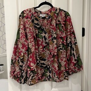 Olivia James size large fall floral print blouse top
